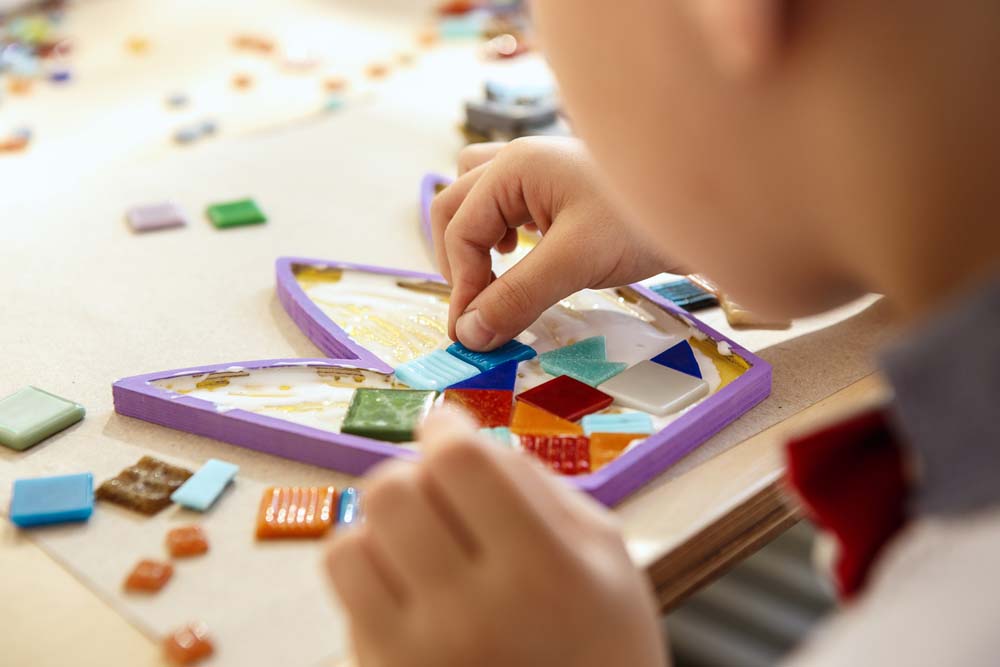 mosaic puzzle art for kids, children’s creative game
